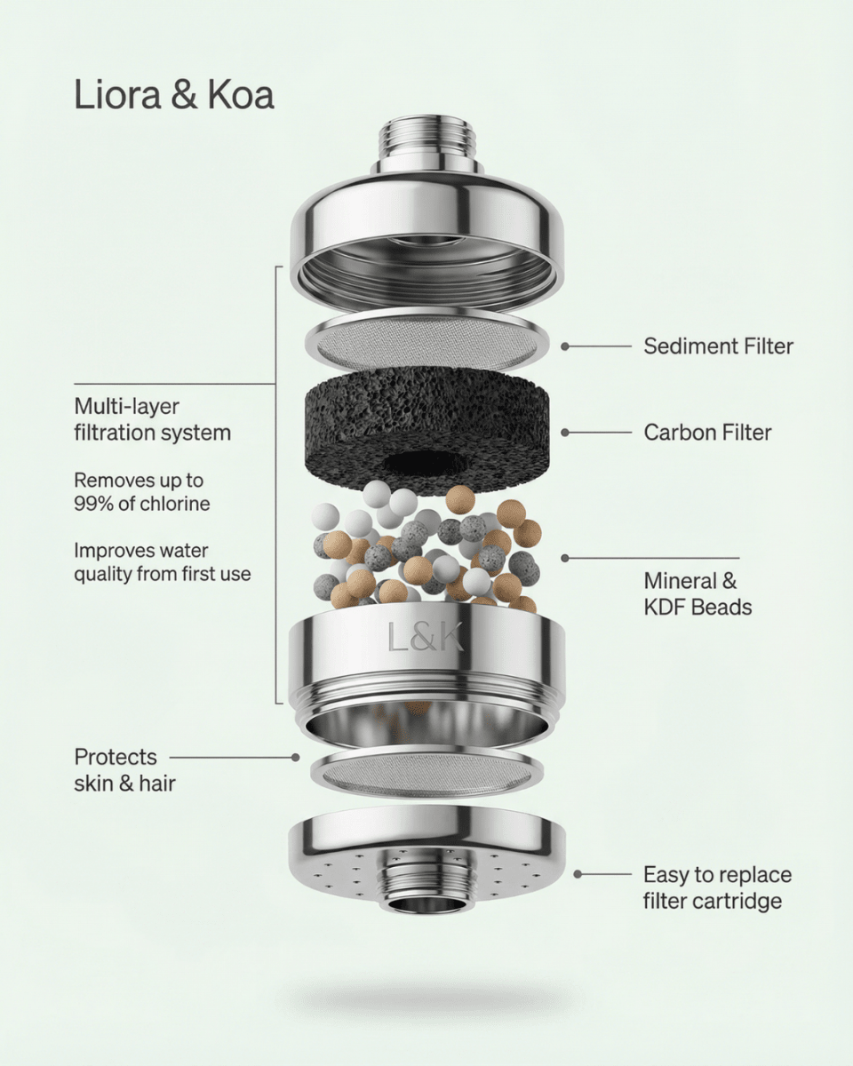 Liora & Koa Filtered Showerhead™ - Brightwell Living